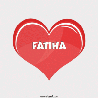 إسم Fatiha مكتوب على صور قلب احمر ينبض