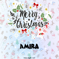 إسم Amira مكتوب على صور ميري كريسماس