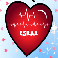 إسم Esraa مكتوب على صور نبضات القلب