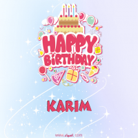 إسم Karim مكتوب على صور عيد ميلاد بالإنجليزي