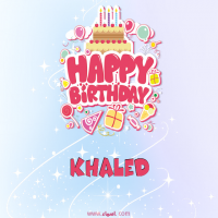 إسم Khaled مكتوب على صور عيد ميلاد بالإنجليزي