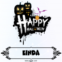 إسم Linda مكتوب على صور الهالووين