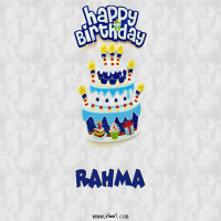 إسم Rahma مكتوب على صور عيد كيك ميلاد