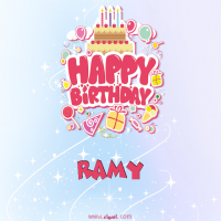 إسم Ramy مكتوب على عيد ميلاد بالإنجليزي إسم Ramy مكتوب على صور عيد ميلاد بالإنجليزي