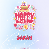 إسم Sarah مكتوب على صور عيد ميلاد بالإنجليزي