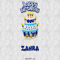 إسم Zahra مكتوب على صور عيد كيك ميلاد