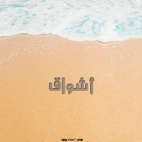 إسم أشواق مكتوب على صور الرمل