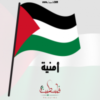 إسم أمنية مكتوب على صور علم فلسطين