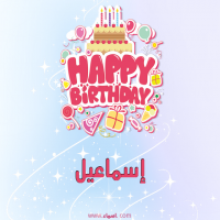 إسم إسماعيل مكتوب على صور عيد ميلاد بالإنجليزي