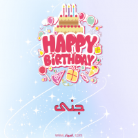 إسم جنى مكتوب على صور عيد ميلاد بالإنجليزي