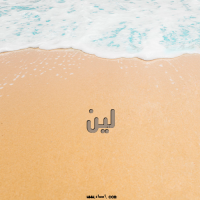 إسم لين مكتوب على صور الرمل