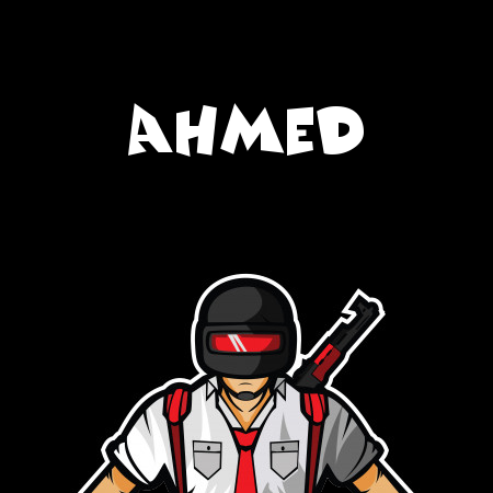 إسم Ahmed مكتوب على شعار ببجي موبايل