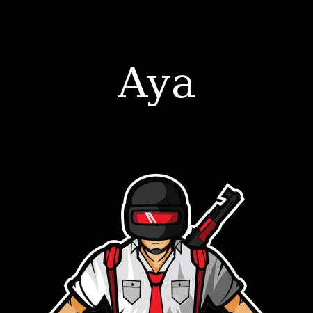إسم Aya مكتوب على شعار ببجي موبايل