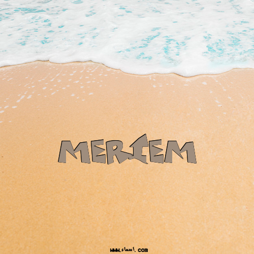 إسم MERIEM مكتوب على الرمل