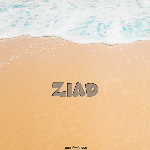 إسم Ziad مكتوب على الرمل