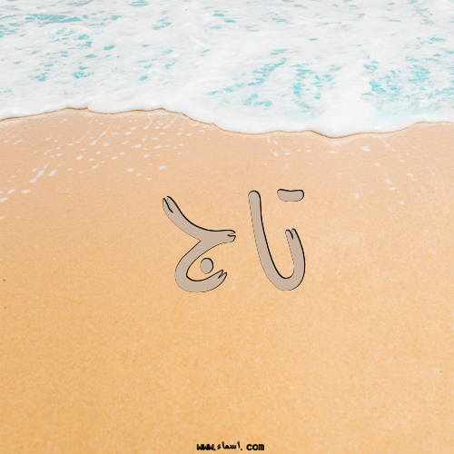 إسم تاج مكتوب على الرمل