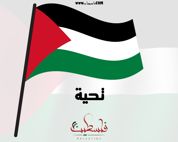 إسم تحية مكتوب على علم فلسطين