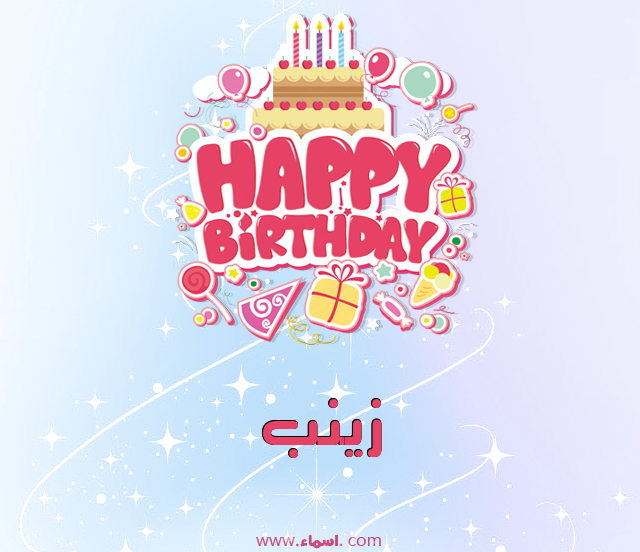 إسم زينب مكتوب على عيد ميلاد بالإنجليزي