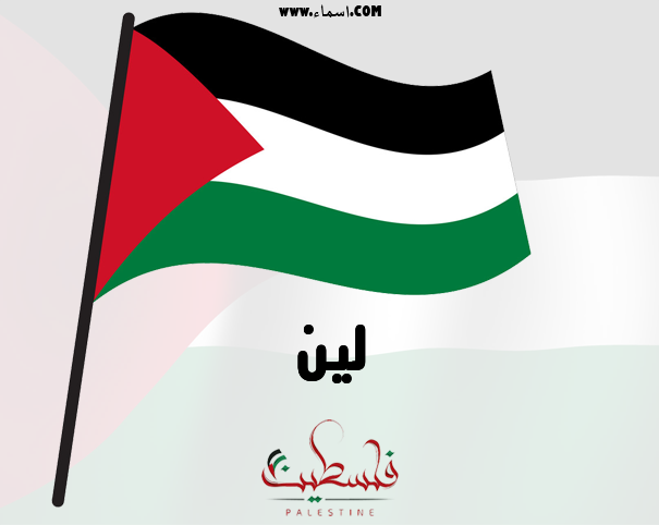إسم لين مكتوب على علم فلسطين