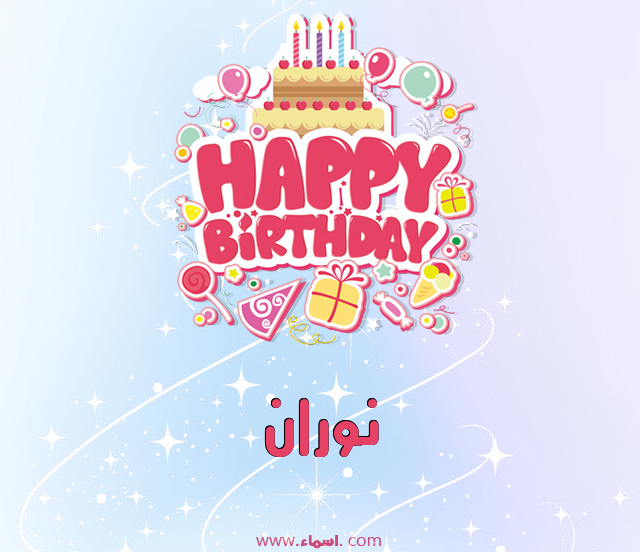 إسم نوران مكتوب على عيد ميلاد بالإنجليزي